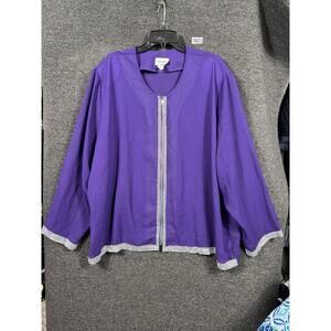 Hosanna Jacket Womens 4XL Purple Embellished Open Front Bell Sleeve Made USA